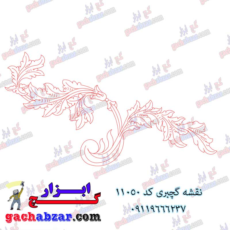 نقشه گچبری گچ ابزار طرح خام کد 11050